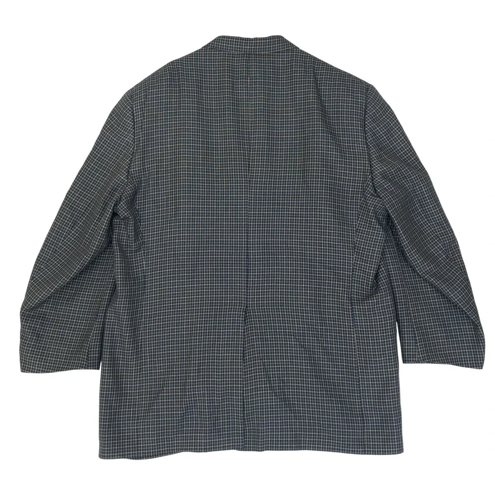 Burberrys Blazer Mens Size 48L Navy Blue Check Pattern Two Button Sport Coat